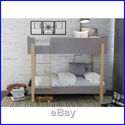 Thomas Modern Grey & Oak Wooden Bunk Bed Scandinavian Kids Bedroom