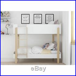 Thomas Modern White & Oak Wooden Bunk Bed Scandinavian Kids Bedroom