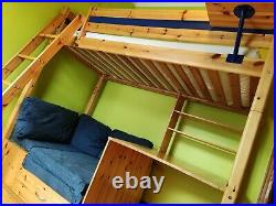 Thuka Solid pine High Sleeper Cabin/Bunk Bed With Desk, Sofa/ Pull-out Futon Bed
