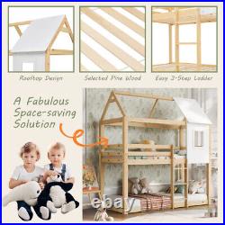 Tree House Bed 3ft Single Bunk Bed Wooden Frame Kids Sleeper House Canopy Oak