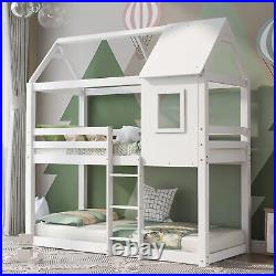 Tree House Bed 3ft Single Bunk Bed Wooden Frame Kids Sleeper House Canopy White
