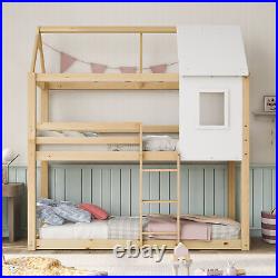 Tree House Bed 3ft Single Bunk Beds Wooden Frame Kids Sleeper House Canopy Oak