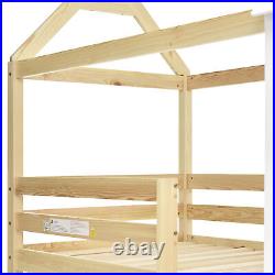 Tree House Bed 3ft Single Bunk Beds Wooden Frame Kids Sleeper House Canopy Oak