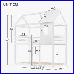 Treehouse Cabin Bed 3FT Single Bunk Bed Wooden Frame Kids Children Sleeper House
