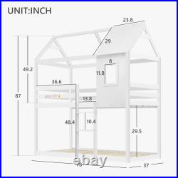 Treehouse Cabin Bed 3FT Single Bunk Bed Wooden Frame Kids Children Sleeper House