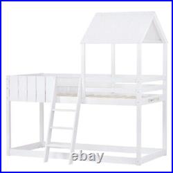 Treehouse Canopy Wooden Cabin Beds 3FT Single Loft Bed, Mid-Sleeper Bunk beds