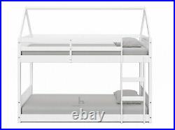 Treehouse Single Bunk Bed Frame 3FT Kids Sleeper White Wooden Pine House Canopy