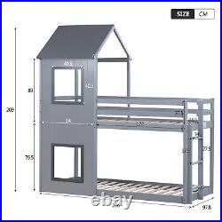 Treehouse Wooden Bed Frame 3ft Single Cabin Bunk Bed Kids Children Sleeper Grey