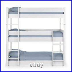 Trio Bright White Wooden Triple Sleeper Bunk Bed 3ft Single