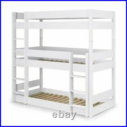 Trio Bright White Wooden Triple Sleeper Bunk Bed 3ft Single