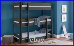 Trio Bunk Bed Frame in Anthracite Solid Pine 3ft Single 2 Man Delivery