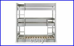 Trio Bunk Bed Frame in Dove Grey Solid Pine 3ft Single 2 Man Delivery