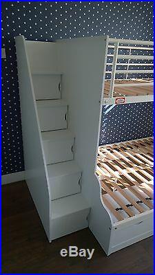 Wooden Bunk Bedwooden Bed, Trio Bunk Beds With Storage