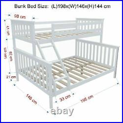 Triple Bunk Bed 3FT Single 4FT6 Double Bed Frame Kids Bed Children Adult Sleeper