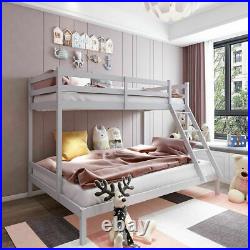 Triple Bunk Bed 3FT Single & 4FT6 Double Bed Frame Solid Wooden Pine with Stair