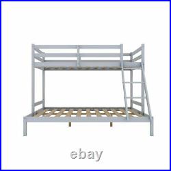 Triple Bunk Bed 3FT Single & 4FT6 Double Bed Frame Solid Wooden Pine with Stair