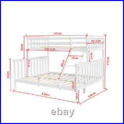 Triple Bunk Bed 3FT Single & 4FT6 Double Bed Frame with Stair Solid Wooden Pine