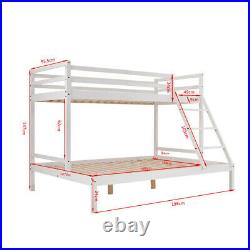 Triple Bunk Bed 3FT Single / 4FT6 Double Wood Bed Frame with Slat Ladder White