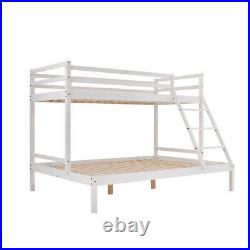 Triple Bunk Bed 3FT Single / 4FT6 Double Wood Bed Frame with Slats Ladder White