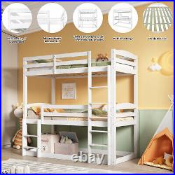 Triple Bunk Bed 3FT Single High Sleeper Kids Wooden Bed Frame Bedroom Furniture