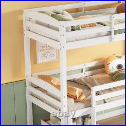 Triple Bunk Bed 3FT Single High Sleeper Kids Wooden Bed Frame Bedroom Furniture