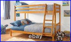 Triple Bunk Bed 3ft & 4ft Wooden Pine with Storage & Mattress Options Durleigh