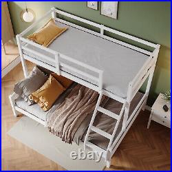 Triple Bunk Bed 3ft Single 4ft6 Double Solid Pine Wood Children White Bed Frame