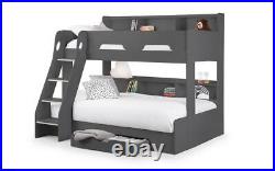 Triple Bunk Bed Frame Julian Bowen Orion Storage Grey Wood 3FT Single 3 Sleeper