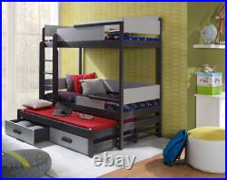 Triple Bunk Bed QUATRO 3 Single Size CHILDREN BEDROOM FURNITURE Custom Colour