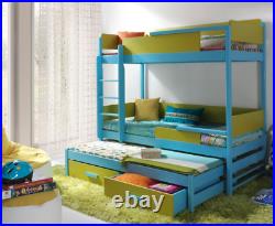 Triple Bunk Bed QUATRO 3 Single Size CHILDREN BEDROOM FURNITURE Custom Colour