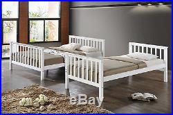 Triple Bunk Bed White Solid Wooden 3 Sleeper Bed Frame Double & Single Size