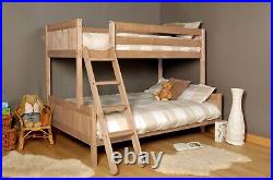 Triple Bunk Bed White Wooden Grey Classic Pine Memory Foam Sprung Flex Mattress