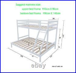 Triple Bunk Bed Wooden Frame Double Bed & Single Bed Child Bedroom Furniture UK
