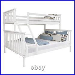Triple Bunk Bed Wooden Frame Single Double Sleeper Children Kids Bed with Mattress