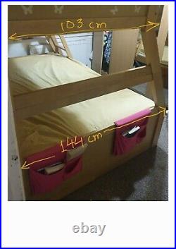 Triple Bunk Bed Wooden Pine with only double bed size Mattress