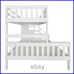 Triple Bunk Bed for 3 Sleeper Solid Pine Wood Frame Kids Children Single Double