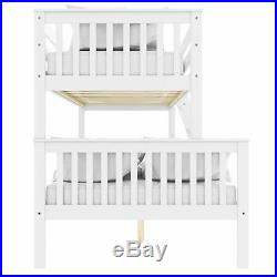 Triple Bunk Bed in White Small Double Space Saving Strong Wood Durable Base