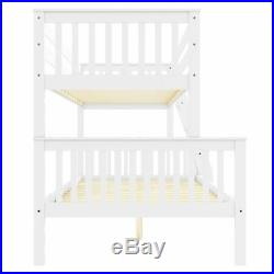 Triple Bunk Bed in White Small Double Space Saving Strong Wood Durable Base