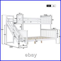 Triple Bunk Beds 3FT Single 4FT6 Double Kids Bed Cabin Bed Frame with Side Ladder