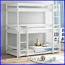 Triple Bunk Beds 3ft Single Bed Kids Childrens Pine Wooden Bed Frame With Stairs