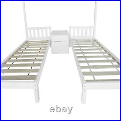 Triple Bunk Beds 4ft6 Double Bed Pine Wood Bed Frame High Sleeper with Nightstand