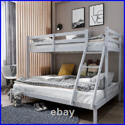 Triple Bunk Beds Double Bed With Stairs For Kids Children Grey Wooden Bed Frame