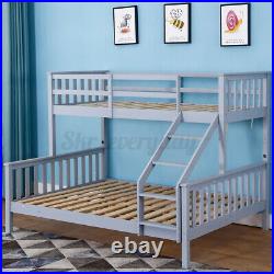 Triple Bunk Beds Double Bed With Stairs For Kids Children Pine Wooden Bed Frame