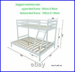 Triple Bunk Beds Double Bed With Stairs For Kids Children White Wooden Bed Frame