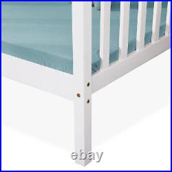 Triple Bunk Beds Double Bed for Kids Children White Wooden Bed Frame With Stairs