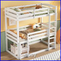 Triple Bunk Beds High Sleeper Kids Children Pine Wooden Bed Frame With Stairs