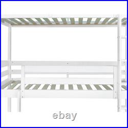 Triple Bunk Beds High Sleeper Kids Children Pine Wooden Bed Frame With Stairs