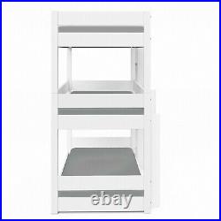 Triple Bunk Beds Kids Children Pine Wood High Sleeper Bed Frame With Stairs