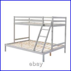 Triple Double Sleeper Bunk Bed Frame Wooden Slatted 3FT & 4FT6 Bed with Stair