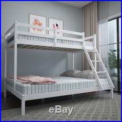 Triple Sleeper Bed Wooden Bunk Bed Frame in White 4ft6 Trundle + 3ft Upper Bed